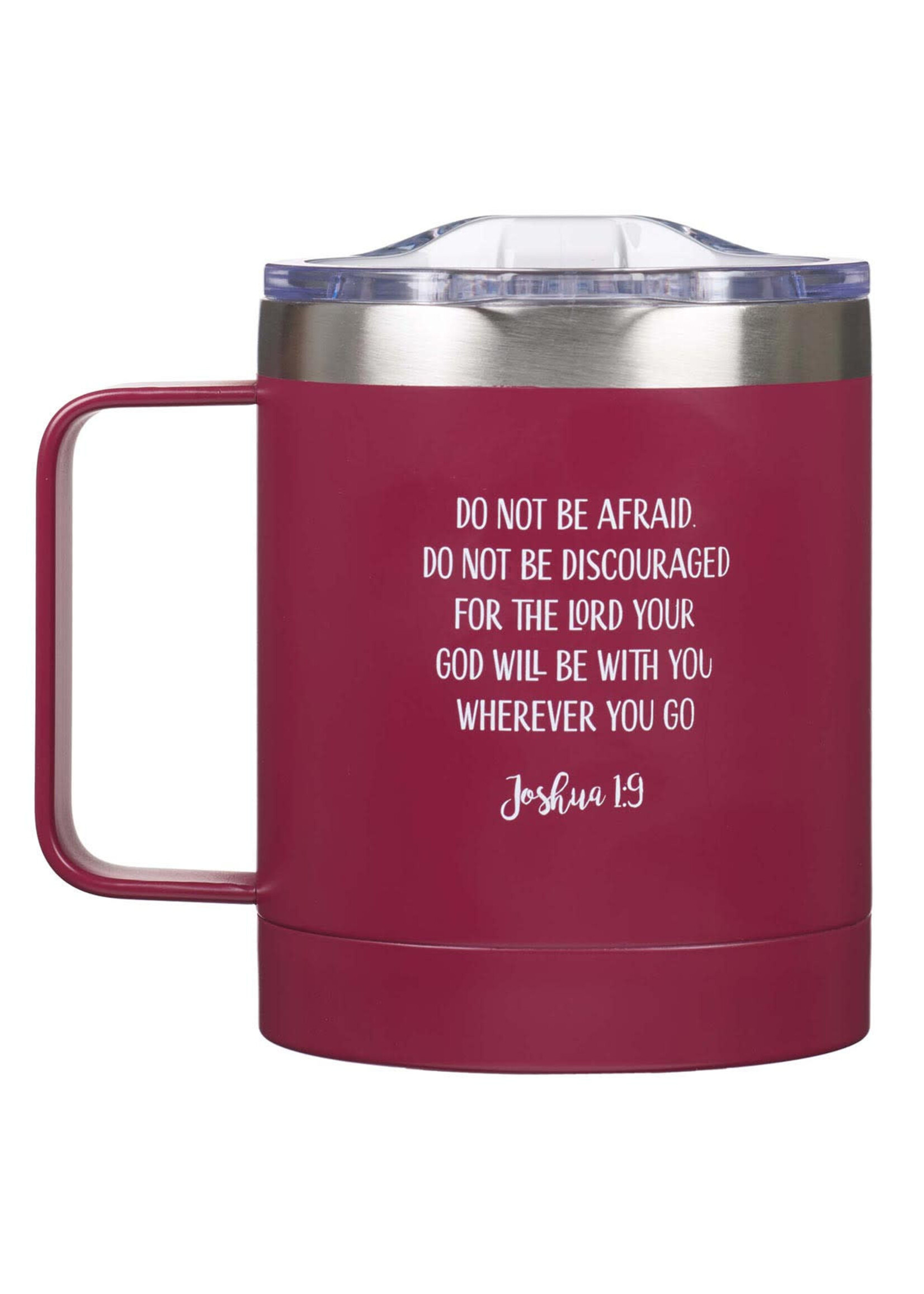 Be Strong & Courageous - Magenta Stainless Steel Camp Mug -  Joshua 1:9