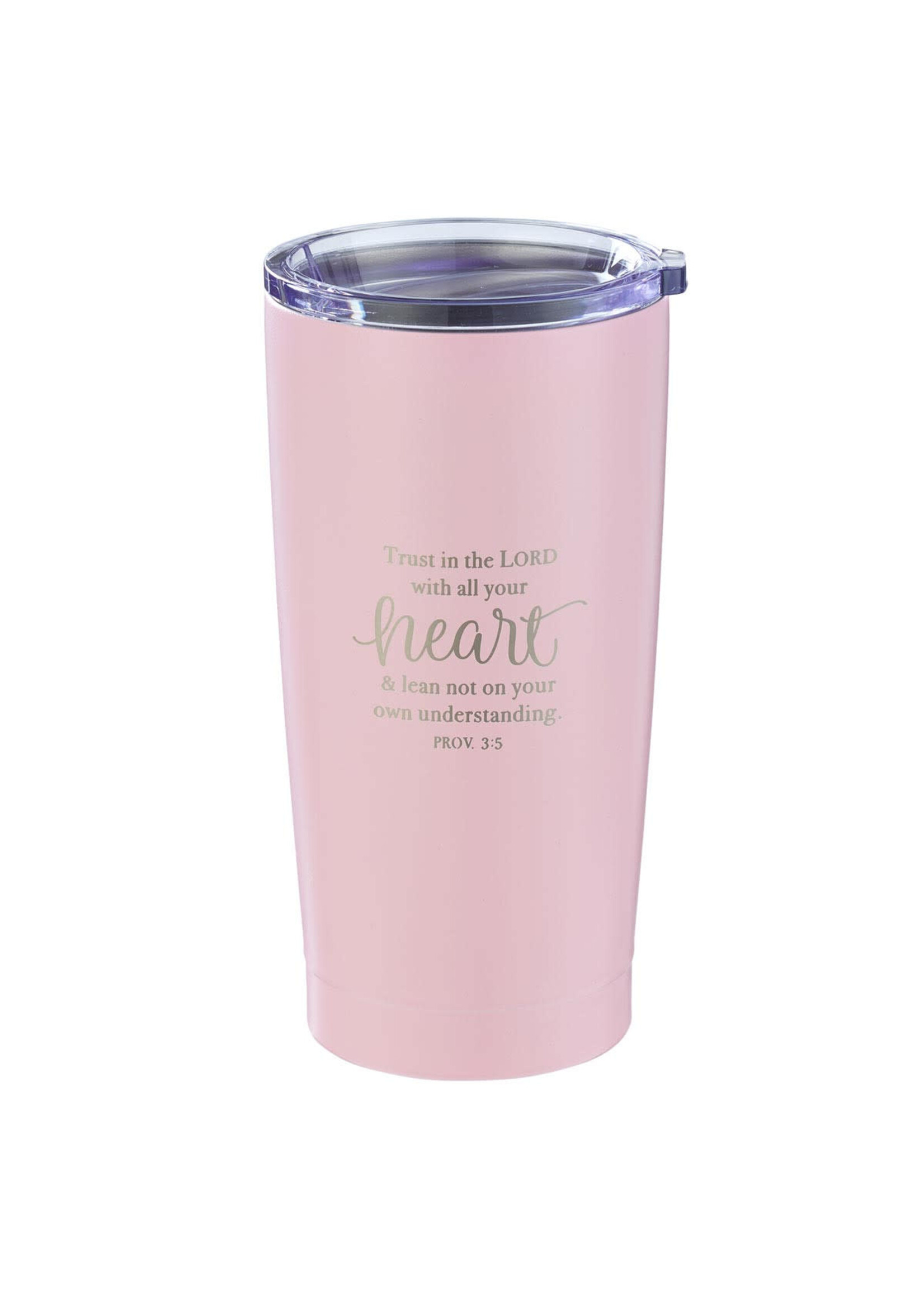 Trust in the Lord - Pink Stainless Steel Travel Mug - Proverbs 3:5