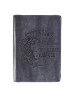 Be Strong & Courageous Faux Leather Journal with Zipper Closure - Gray