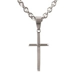 Boy's Raised Cross with Stone Stainless Steel Necklace
