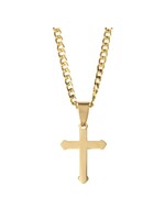 Men's Budded Cross Gold Plated Stainless Steel Necklace