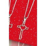 Open Cross / Heart Silver Plated Necklace