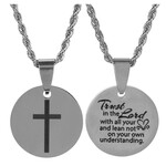 Proverbs 3:5 Stainless Steel Disk Necklace