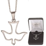 Open Descending Dove Silver Plated Necklace