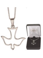 Open Descending Dove Silver Plated Necklace