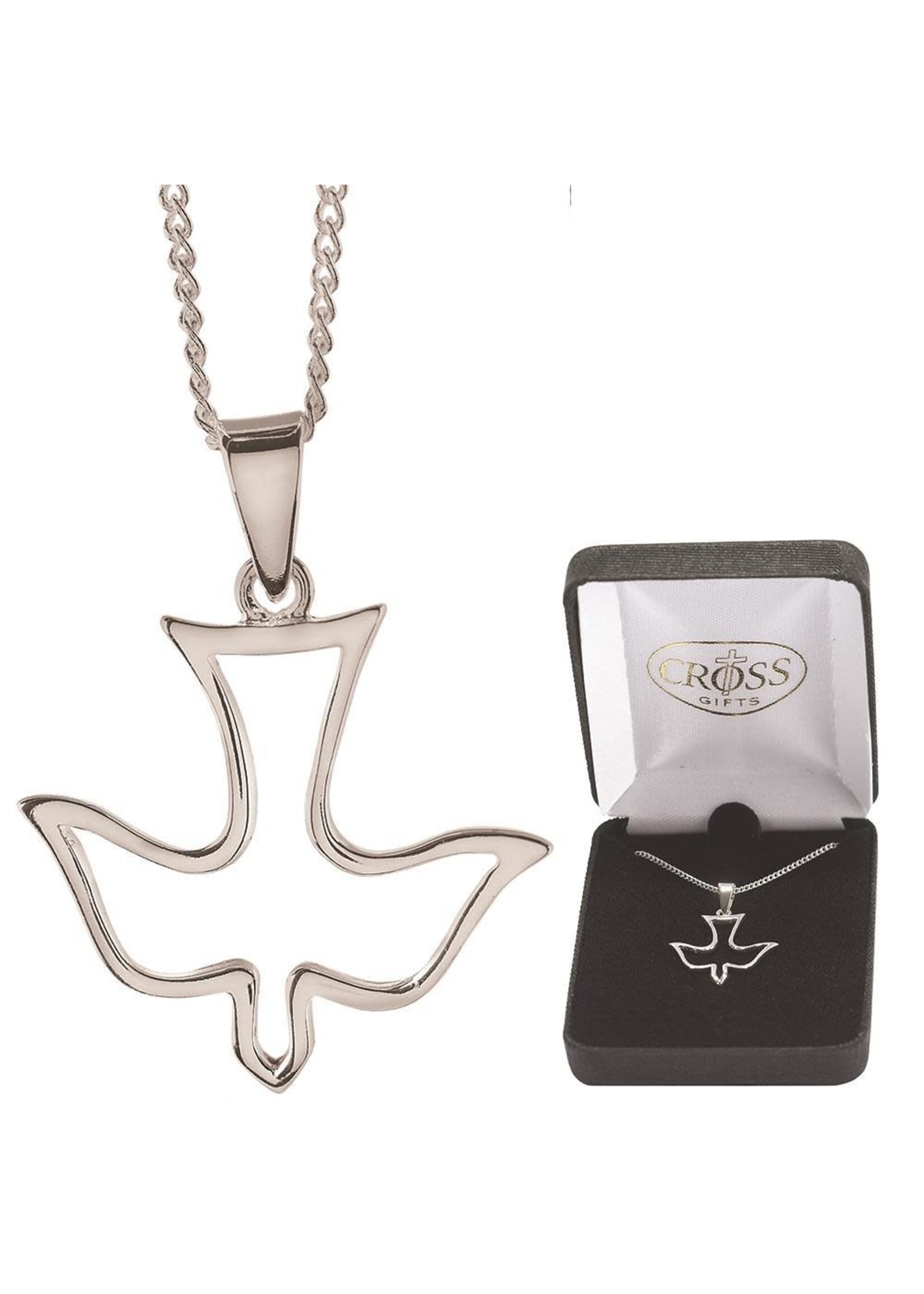 Open Descending Dove Silver Plated Necklace