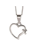 Open Heart with Cross Silver Plated Necklace