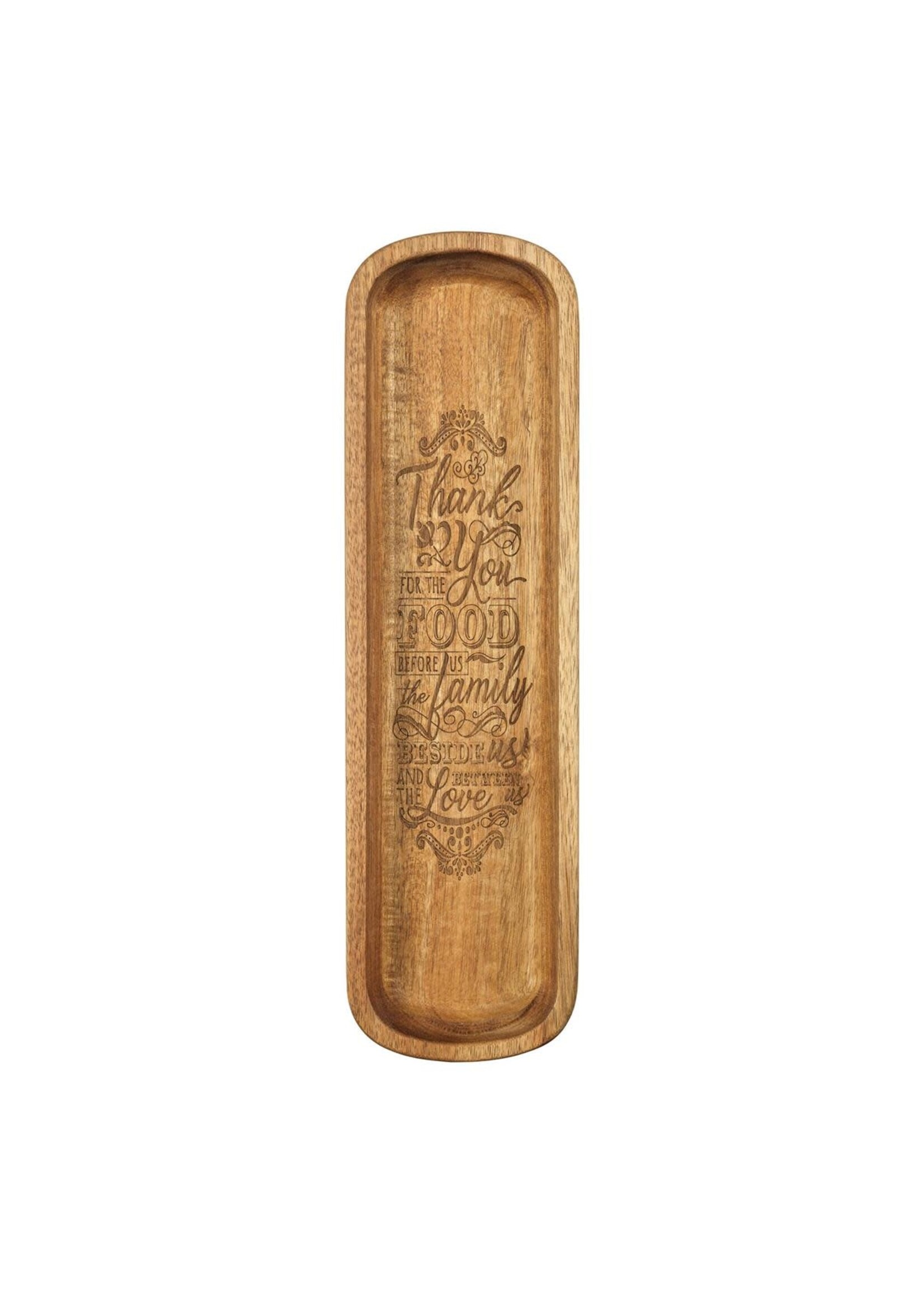 Thank You For the Food Before Us Wood Dough Bowl