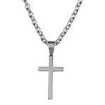 Silver Plated Stainless Steel Box Cross Necklace
