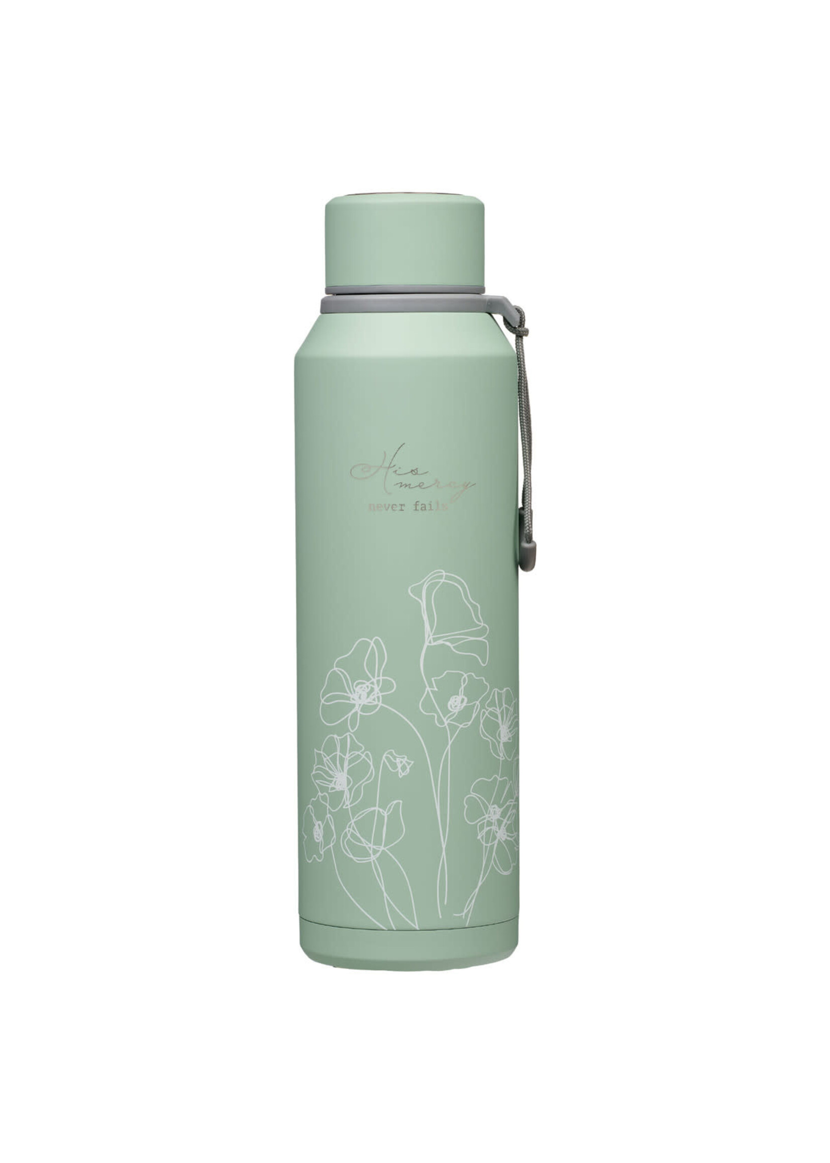 His Mercy Never Fails Hazy Teal Stainless Steel Water Bottle