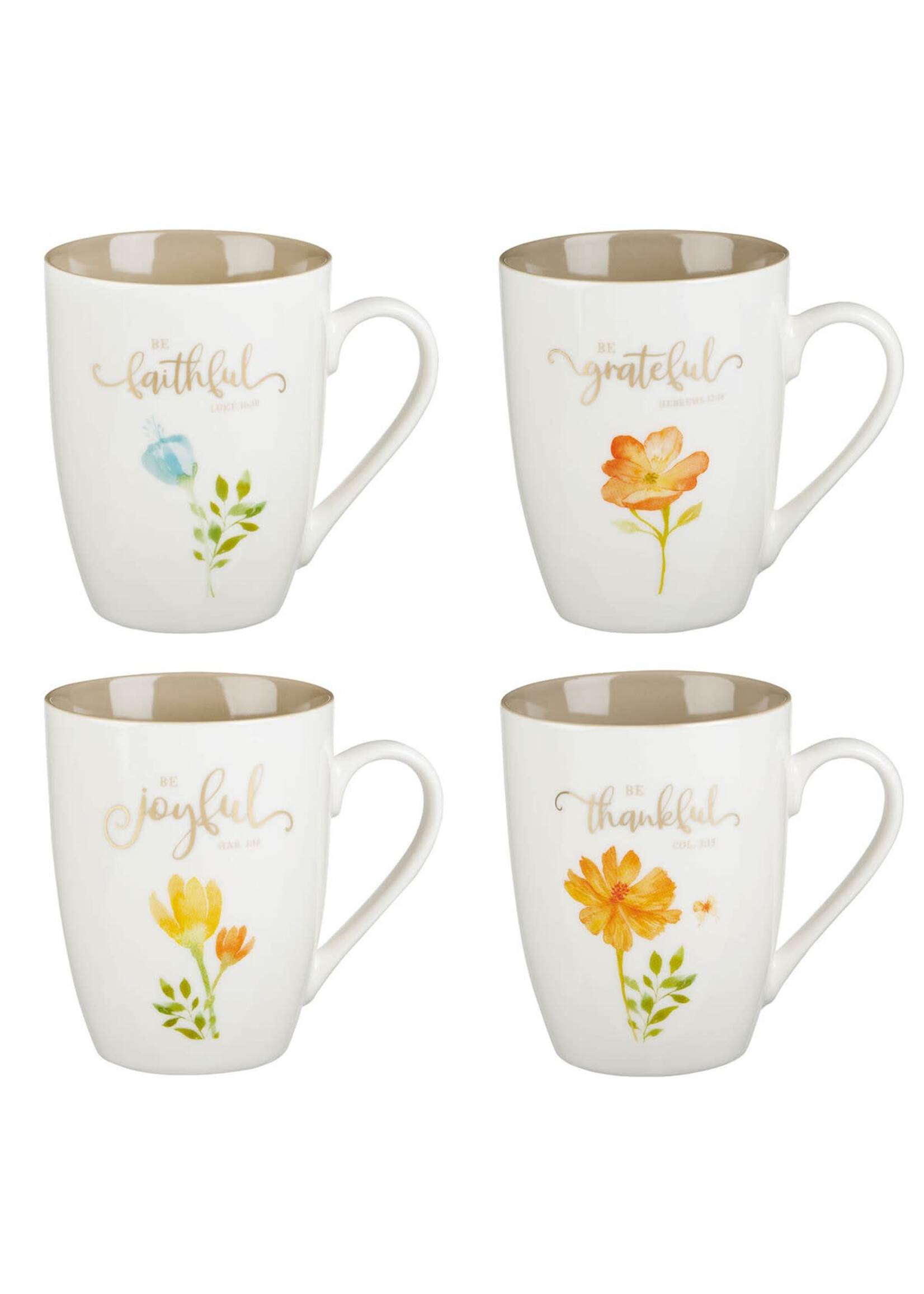 Faithful, Grateful, Joyful, Thankful Ceramic Mug Set