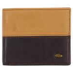 Two-tone Brown & Tan Leather Wallet with Cross Badge