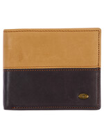 Two-tone Brown & Tan Leather Wallet with Cross Badge