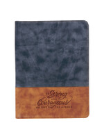 Strong and Courageous Butterscotch and Navy Faux Leather Padfolio - Joshua 1:9