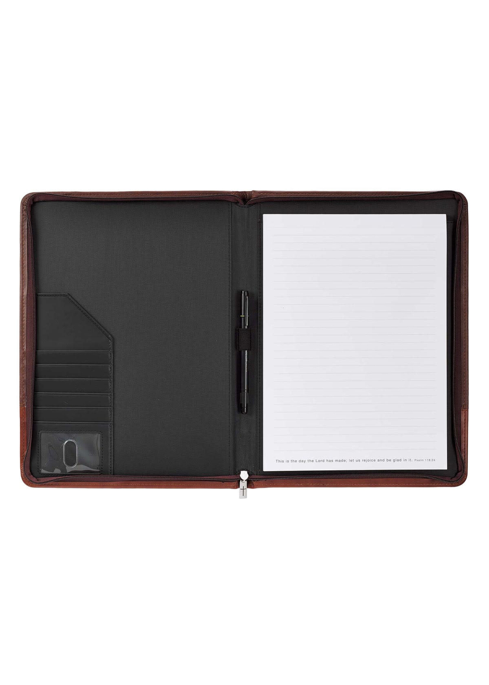 Cross Two-tone Brown Faux Leather Padfolio Folder - John 3:16
