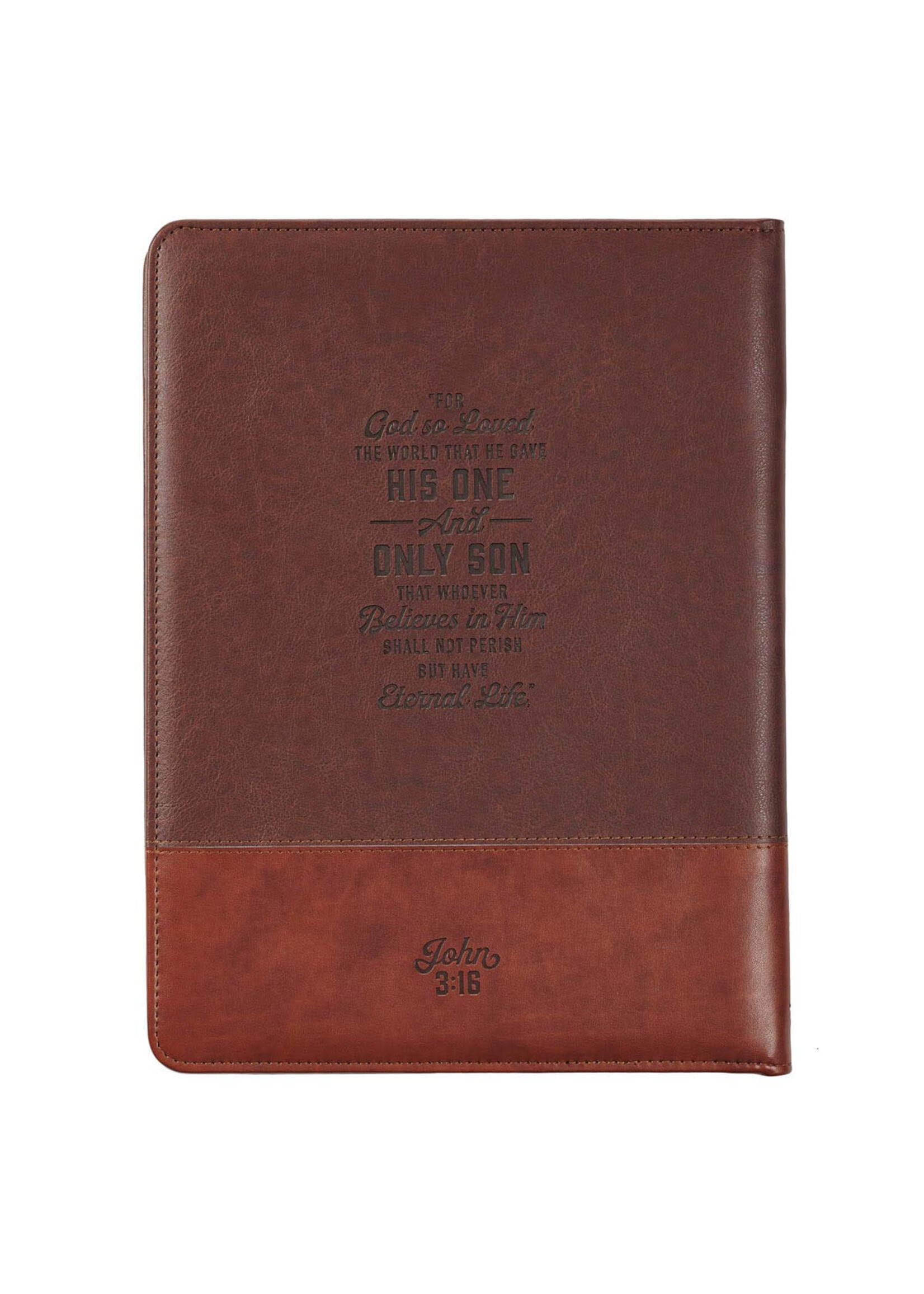 Cross Two-tone Brown Faux Leather Padfolio Folder - John 3:16