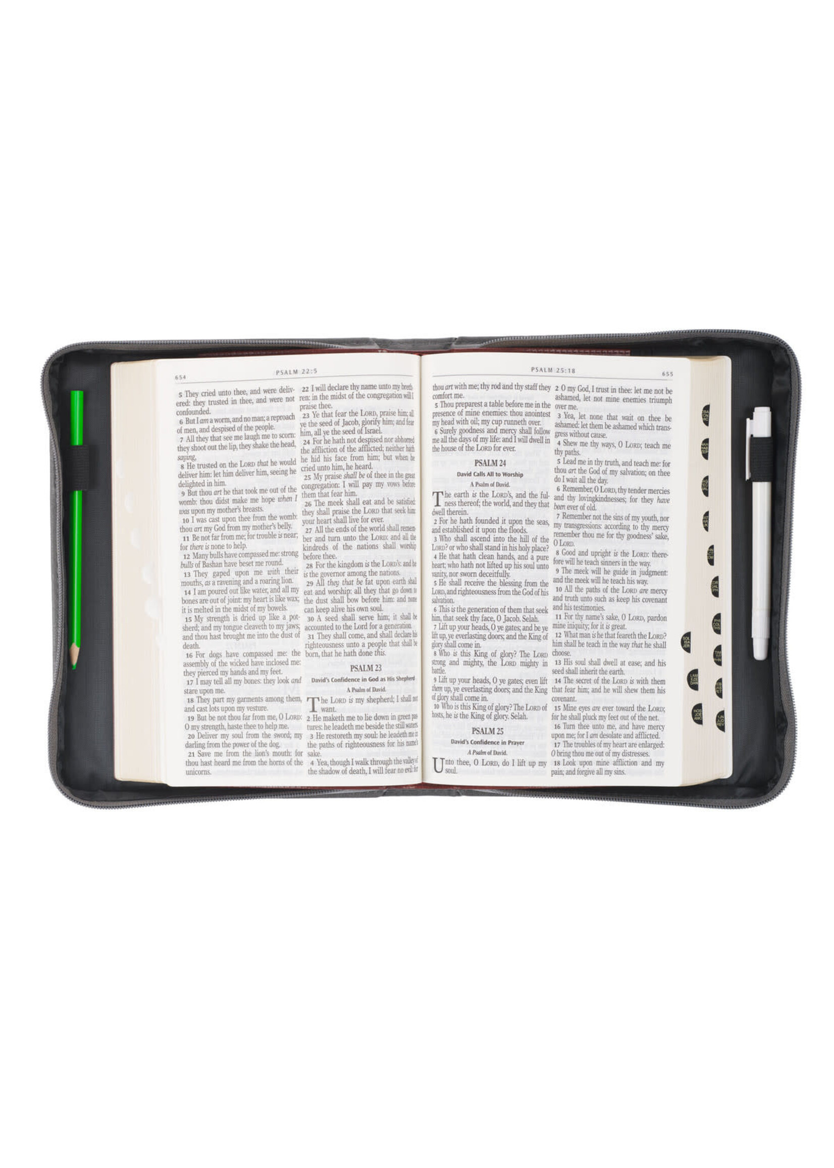 Be Strong in the Lord Gray Faux Leather Bible Cover - Extra Large