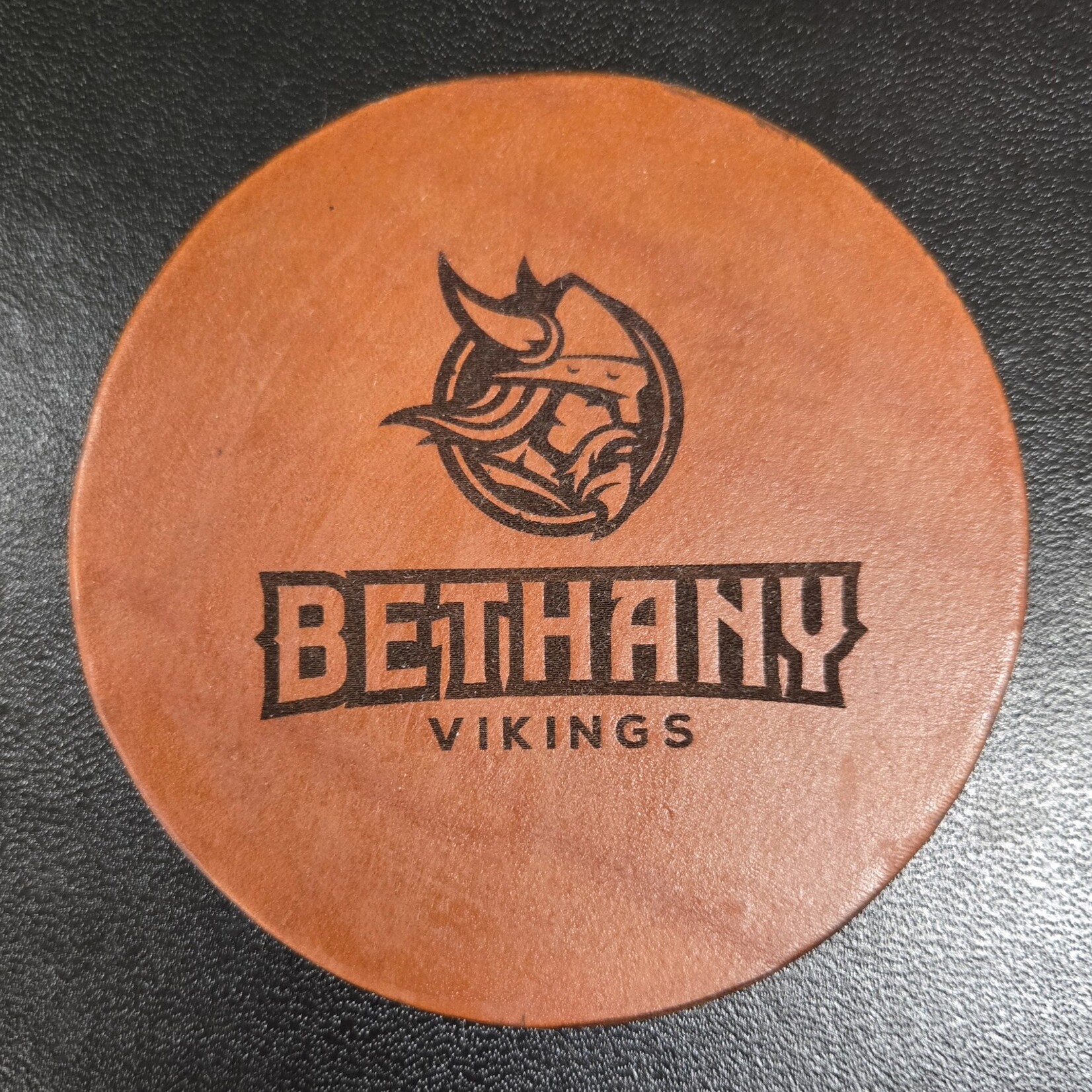 Bethany Vikings Leather Coaster