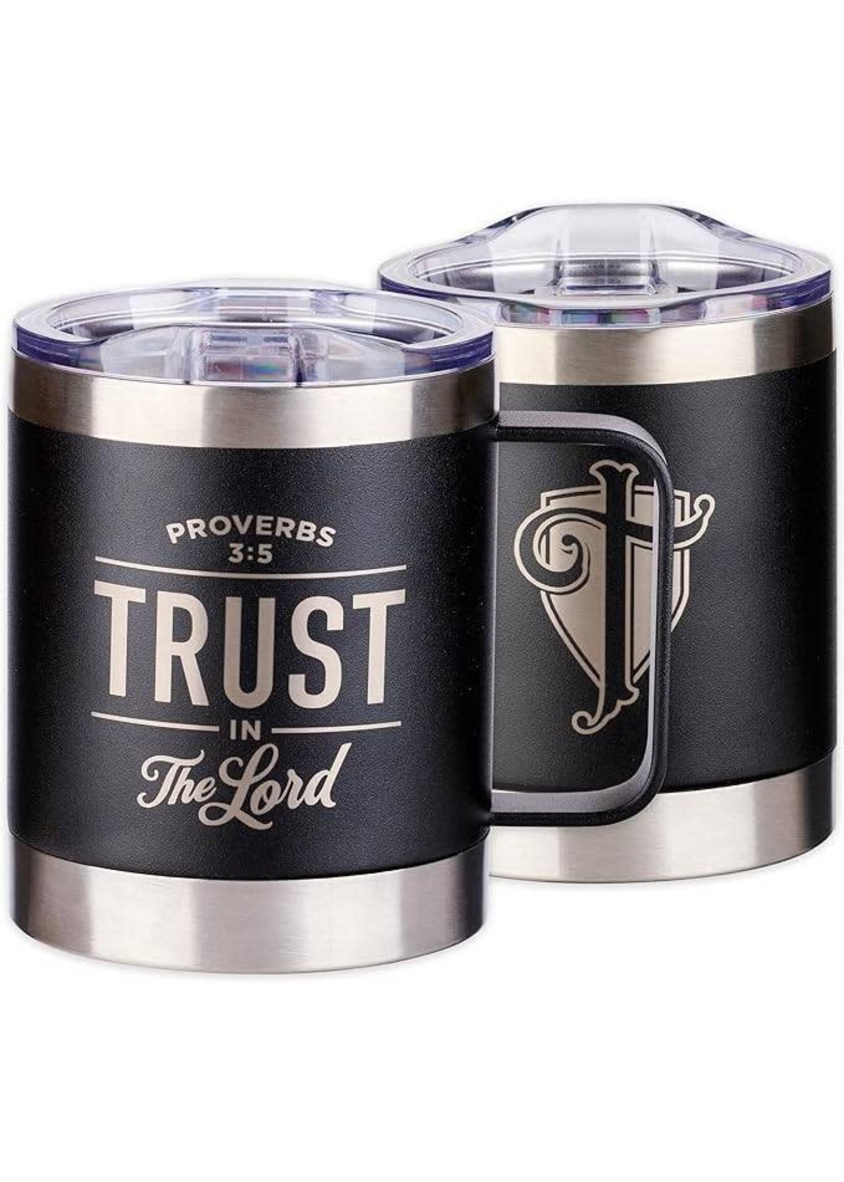 Trust in the Lord - Black Camp Style Stainless Steel Mug - Proverbs 3:5