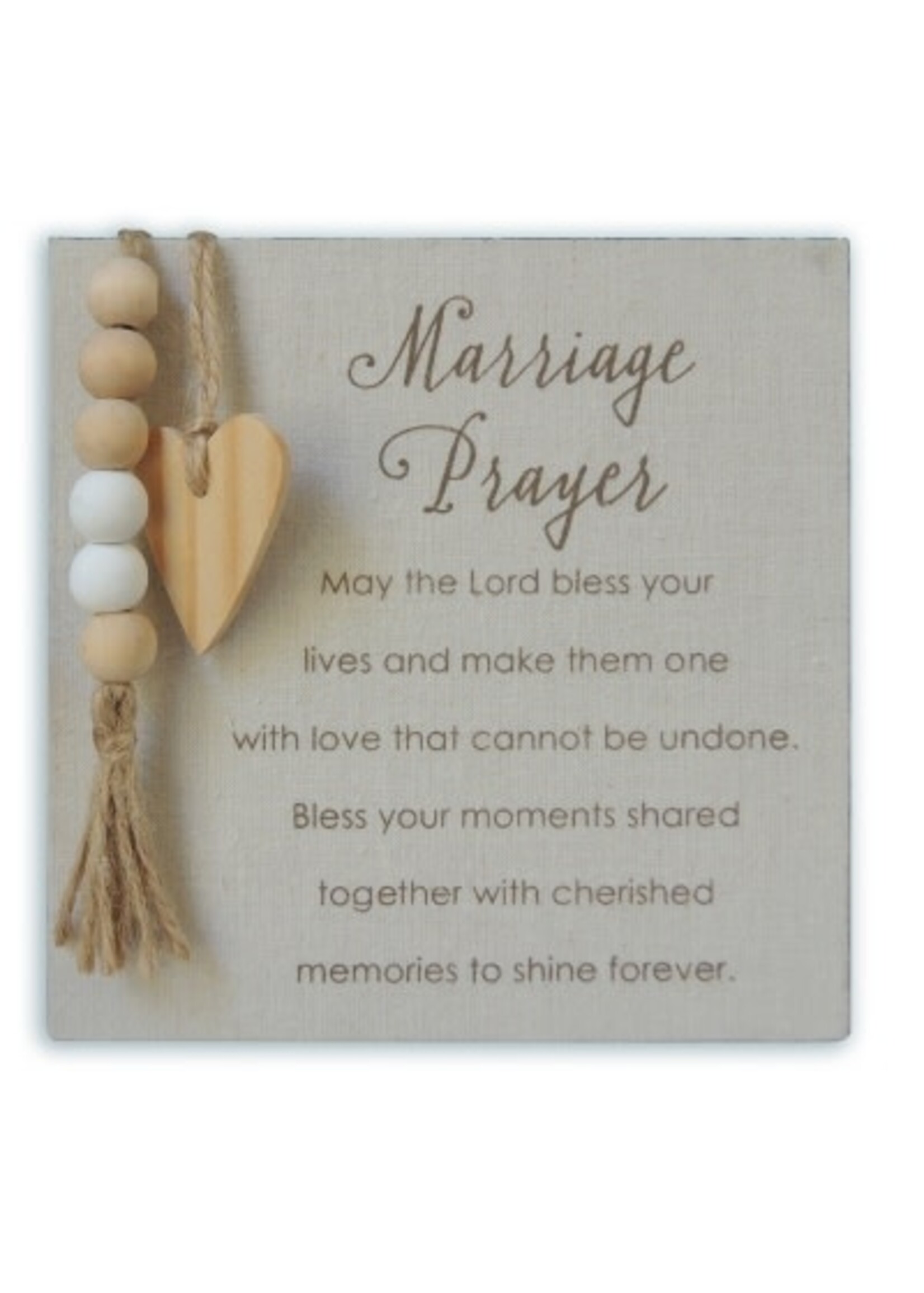 Marriage Prayer Plaque with Beads and Heart