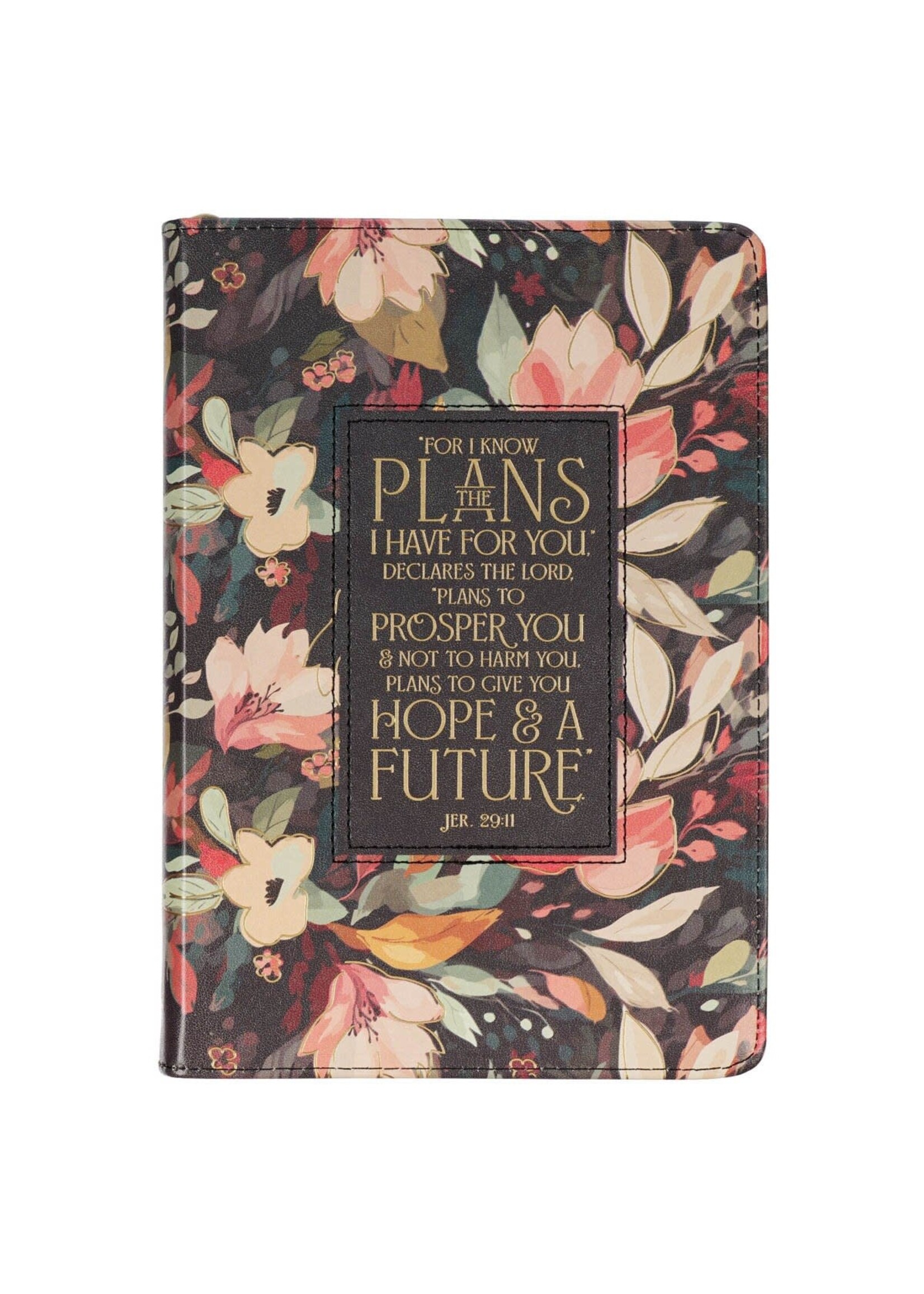 For I Know the Plans I Have For You Journal - Black Floral - Jeremiah 29:11