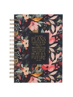 For I Know the Plans I Have For You Wirebound Journal - Black Floral - Jeremiah 29:11