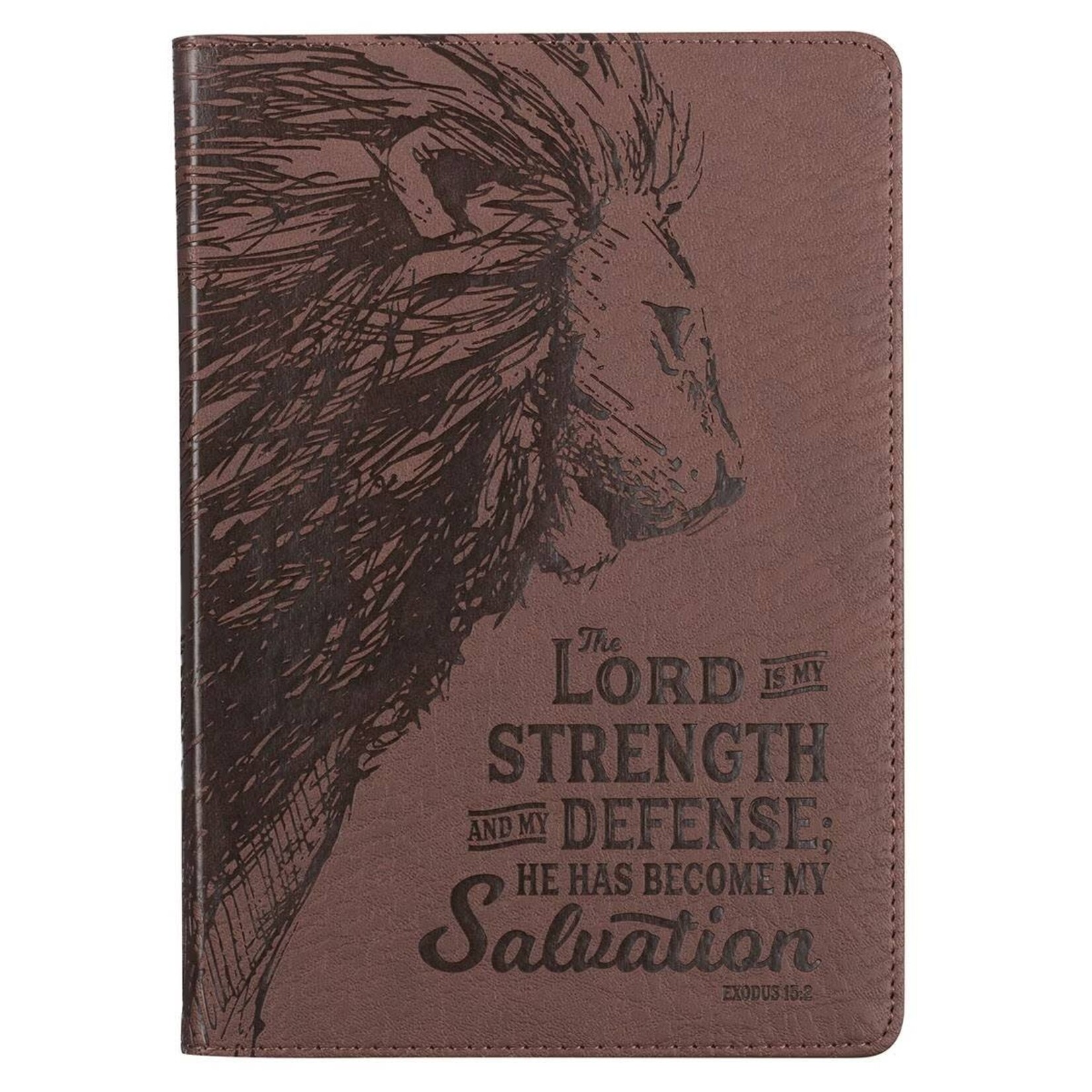 The Lord is My Strength Walnut Brown Faux Leather Journal - Exodus 15:2