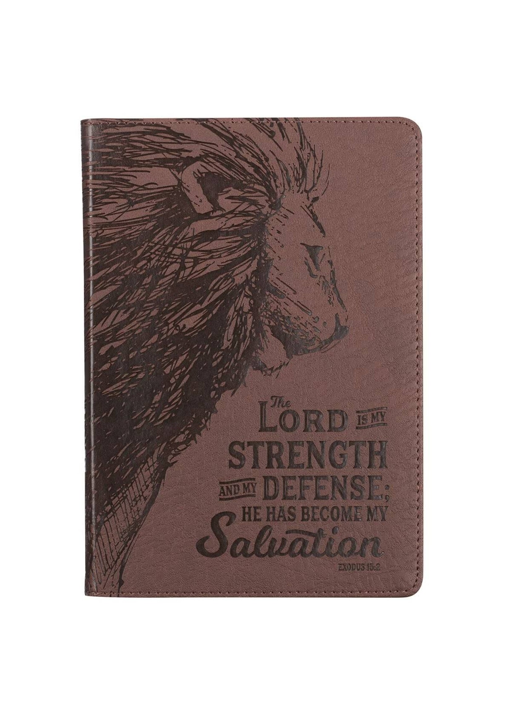 The Lord is My Strength Walnut Brown Faux Leather Journal - Exodus 15:2