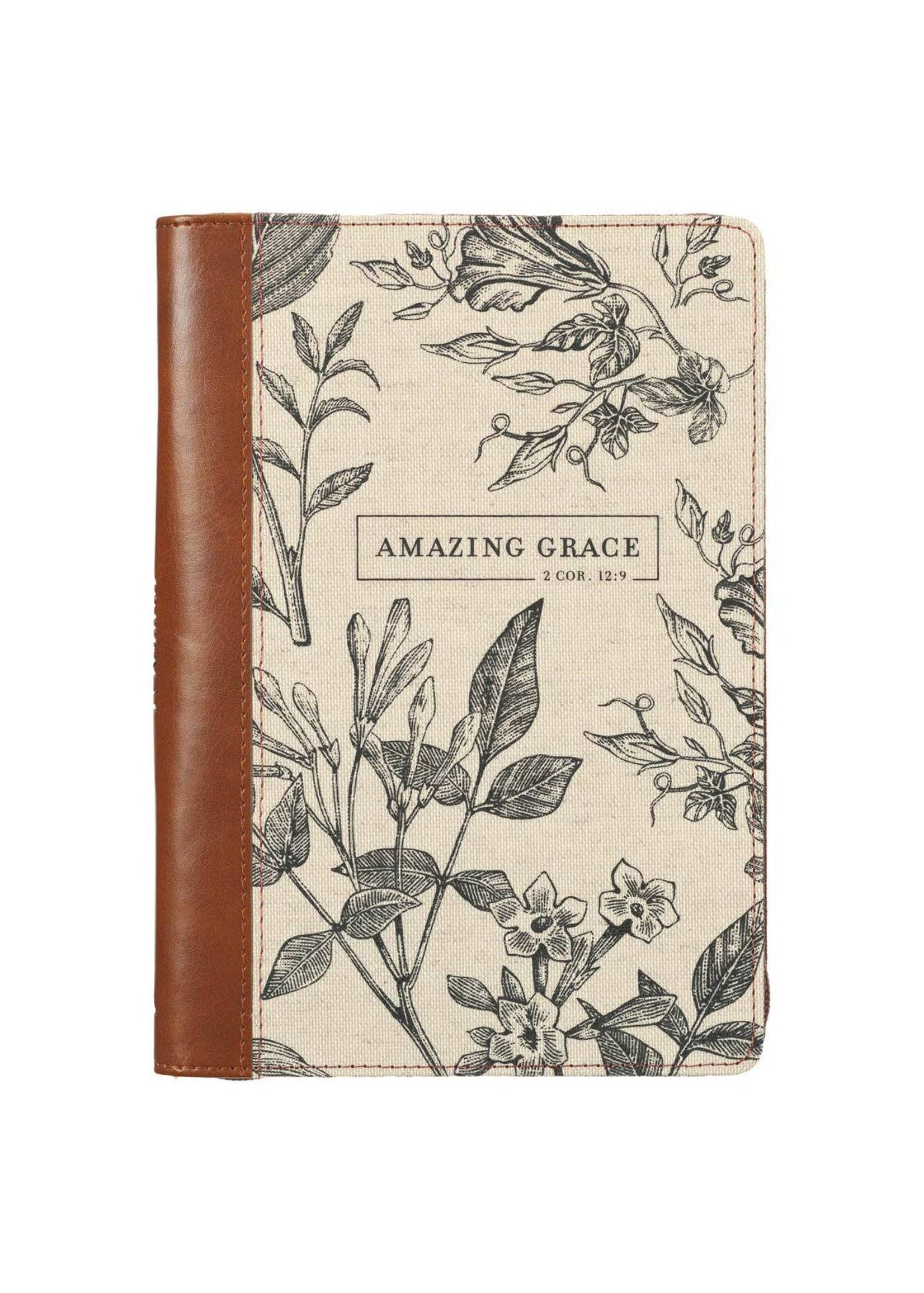 Amazing Grace Natural Canvas Journal - 2 Corinthians 12:9