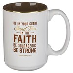 Be On Your Guard Stand Firm in the Faith Ceramic Mug - White - 1 Corinthians 16:13