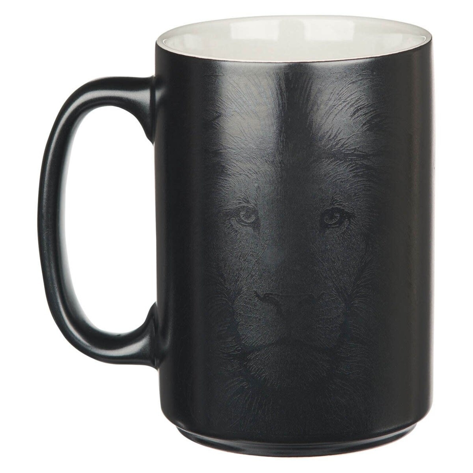 Be Strong & Courageous Ceramic Mug - Black with Lion - Joshua 1:9