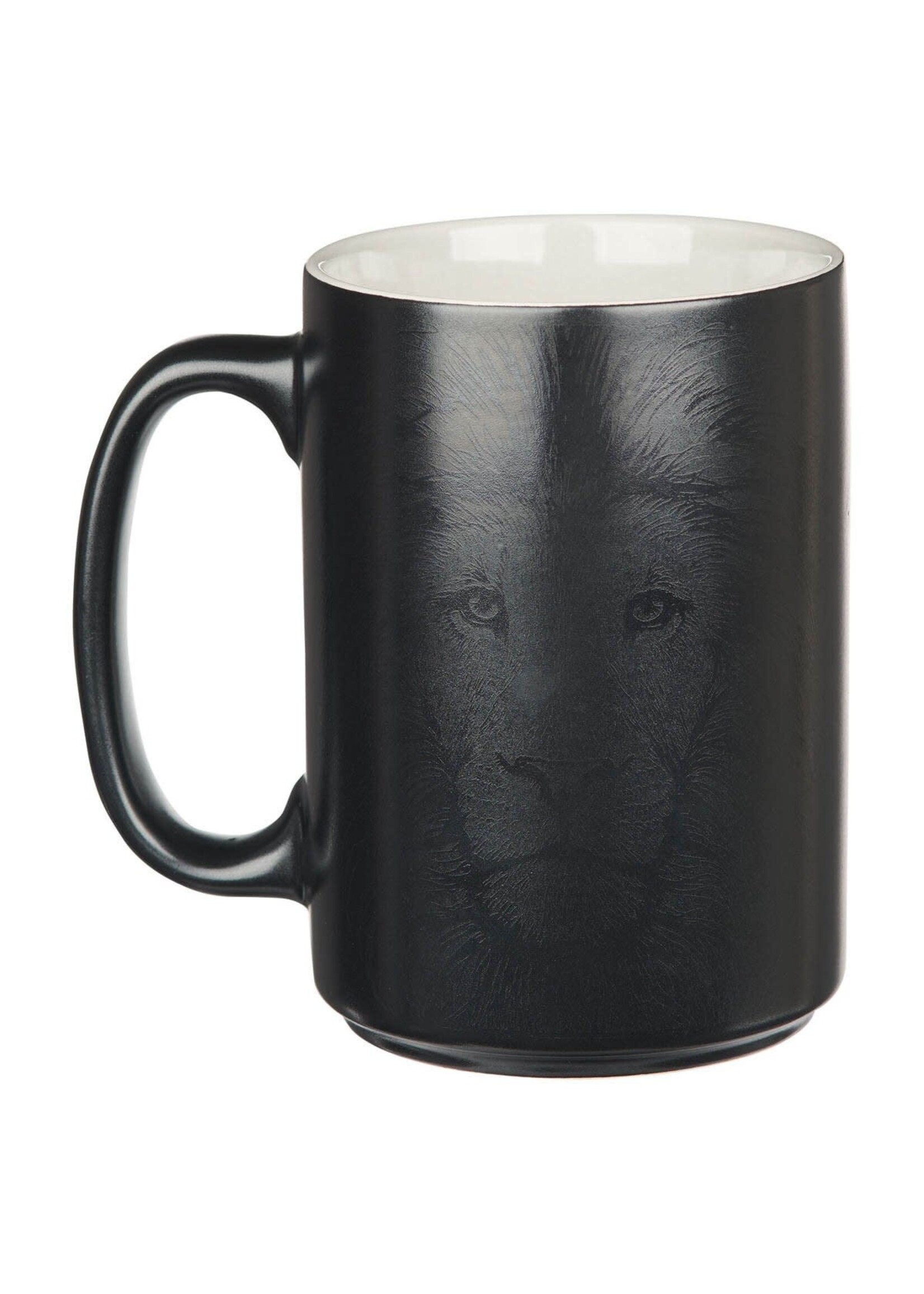 Be Strong & Courageous Ceramic Mug - Black with Lion - Joshua 1:9