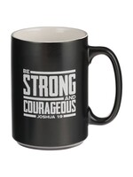 Be Strong & Courageous Ceramic Mug - Black with Lion - Joshua 1:9