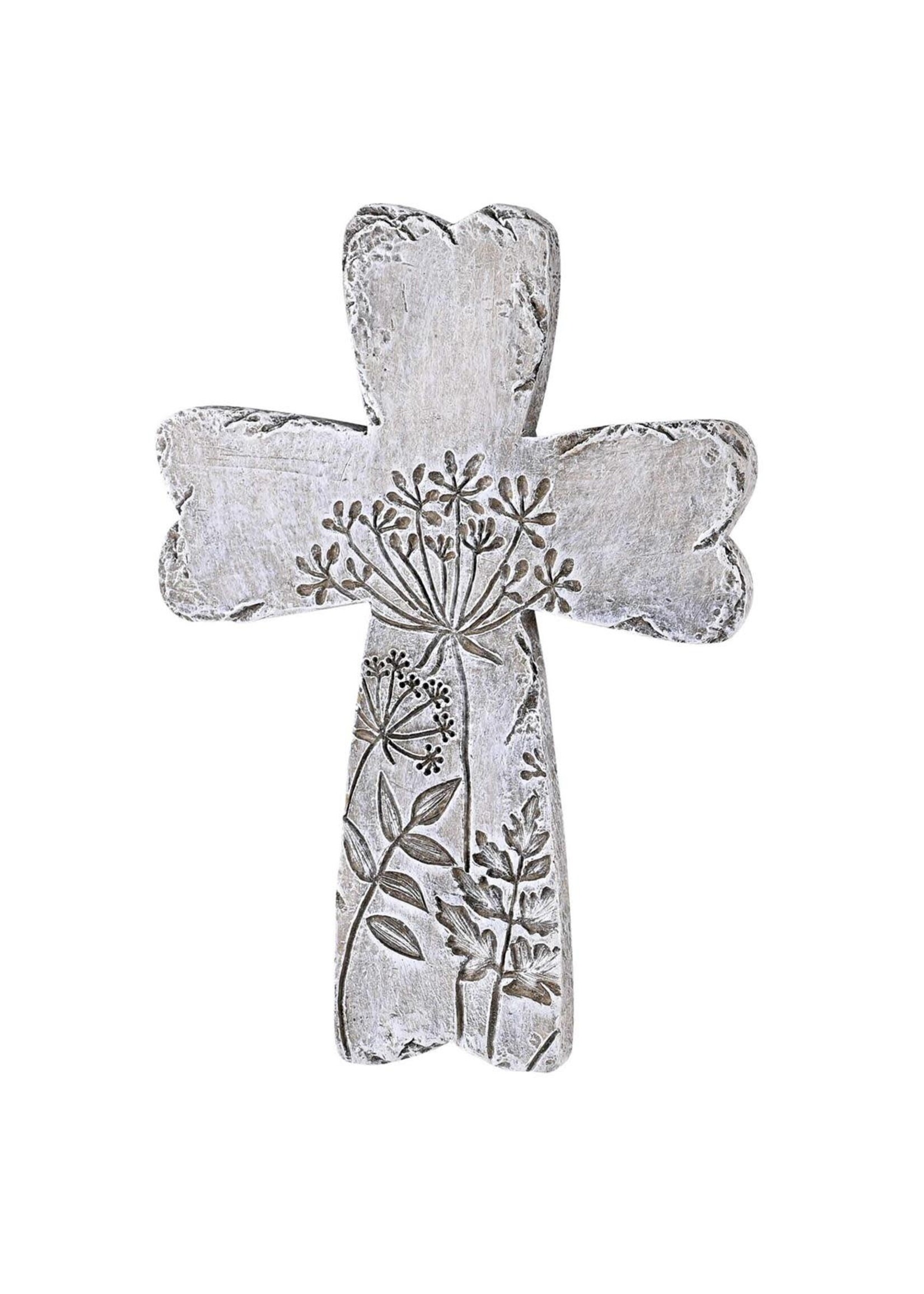 Gray Floral Wall Cross