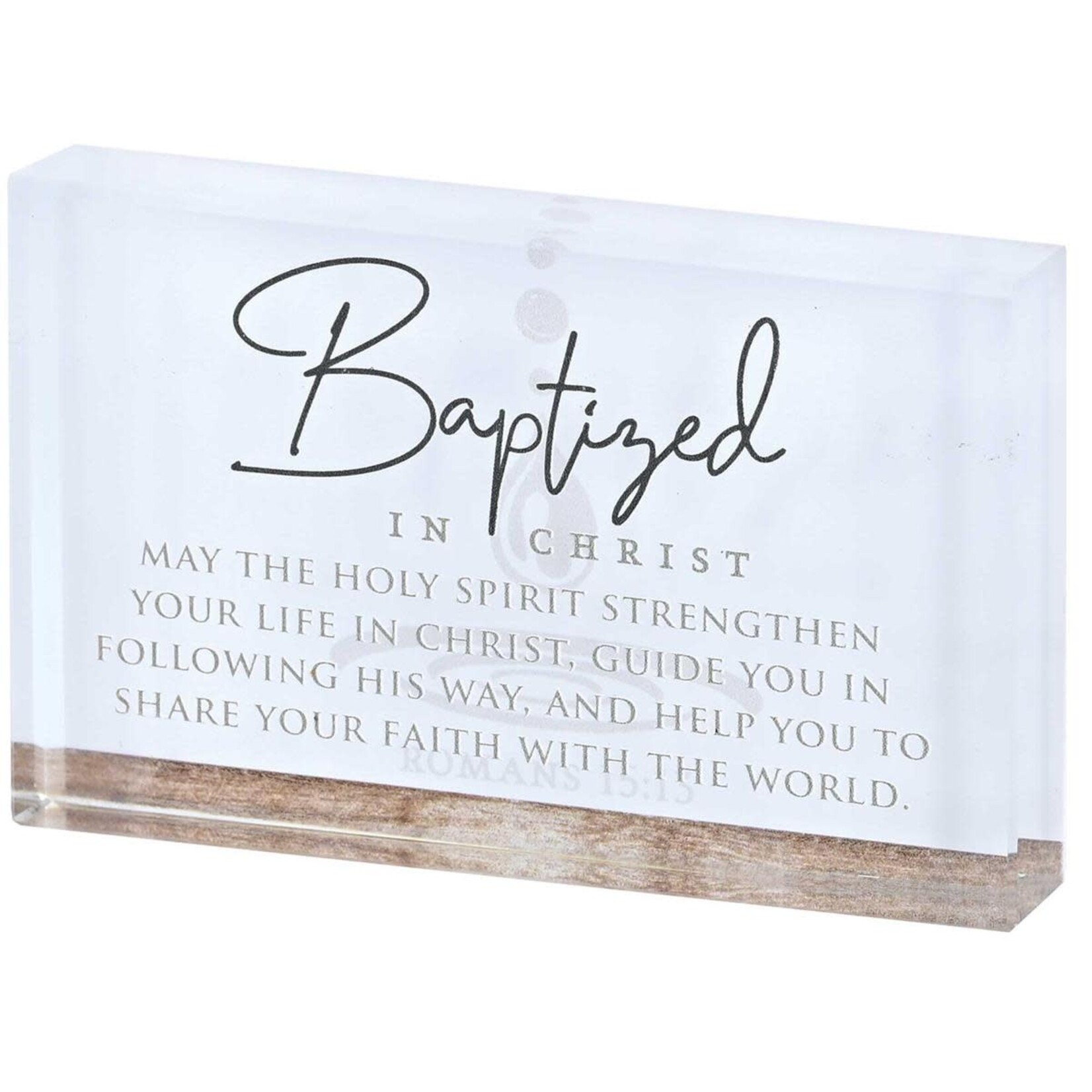 Baptized in Christ Tabletop Glass Plaque