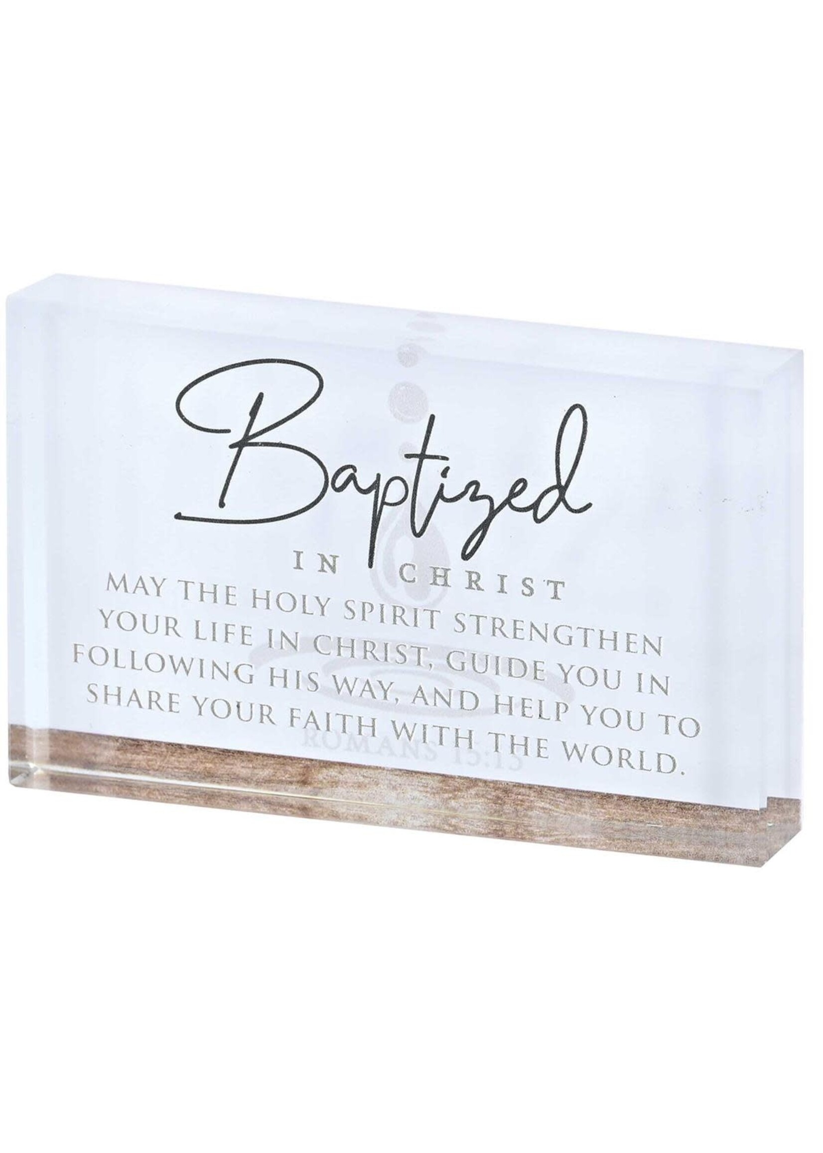 Baptized in Christ Tabletop Glass Plaque