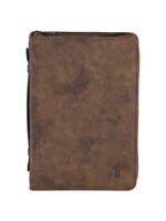 Cross Brown Suede Look Bible Cover - Extra Large