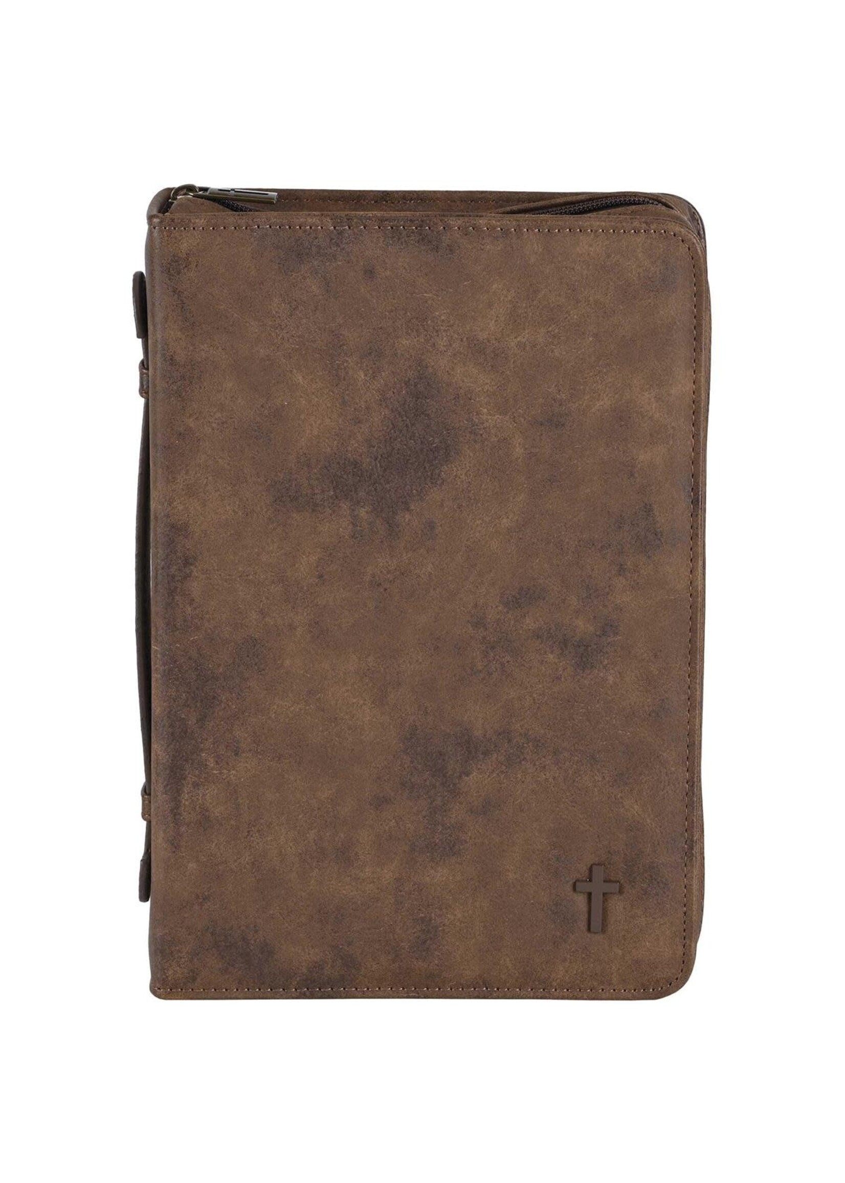 Cross Brown Suede Look Bible Cover - Extra Large