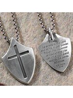 Pewter Shield Cross Necklace