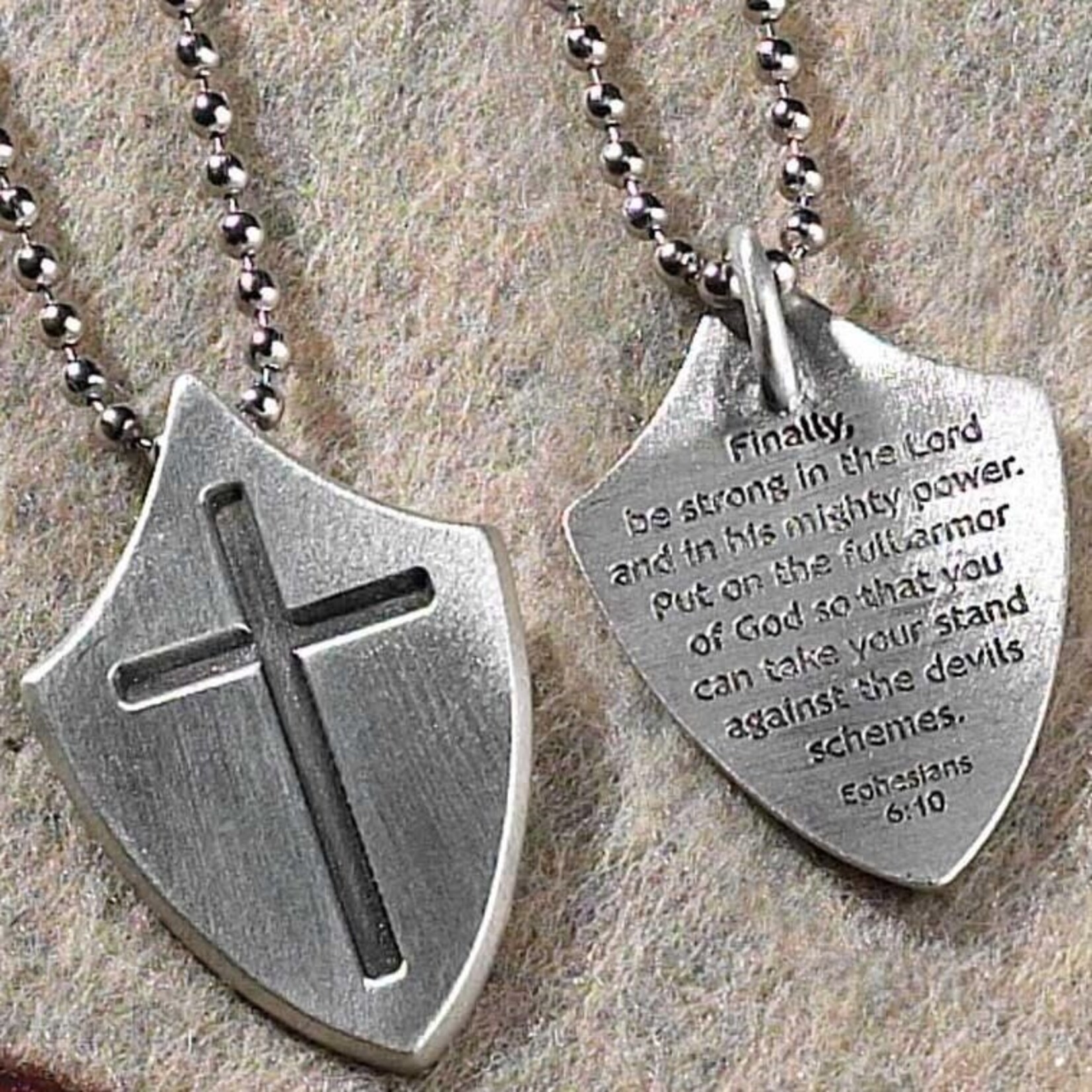 Pewter Shield Cross Necklace