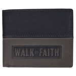 Walk by Faith Black/Gray Full Grain Leather Wallet