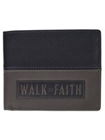 Walk by Faith Black/Gray Full Grain Leather Wallet