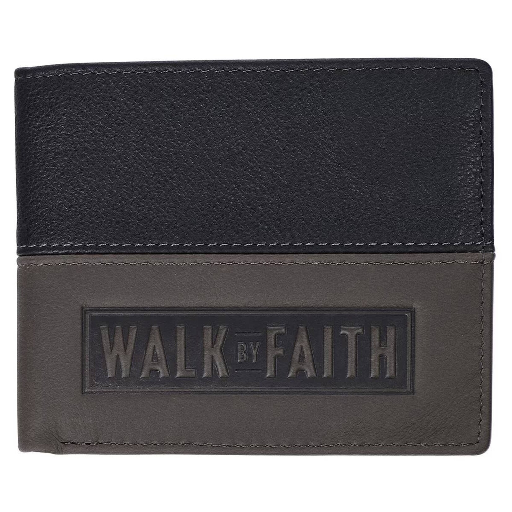Walk by Faith Black/Gray Full Grain Leather Wallet