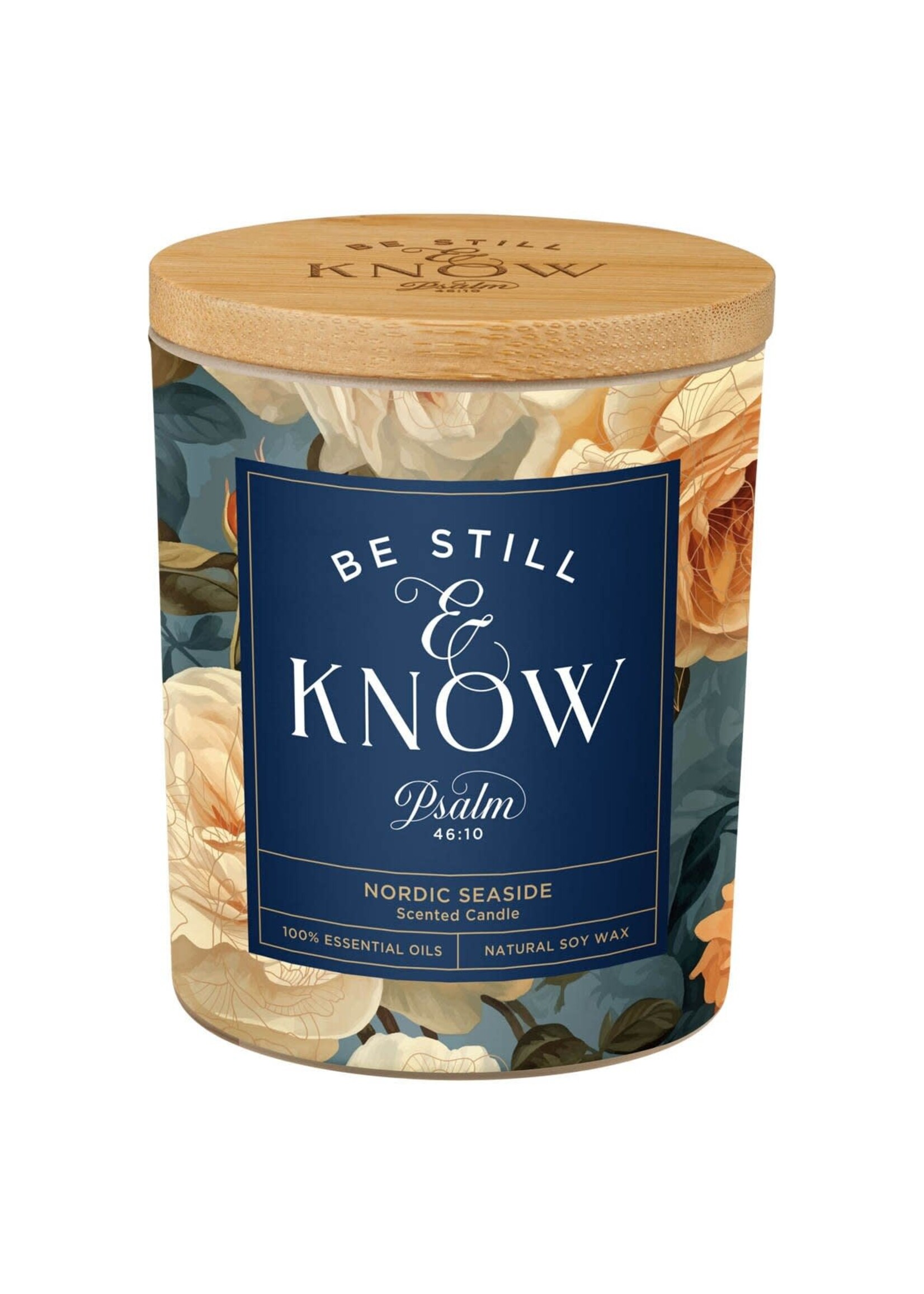 Be Still & Know Scented Candle - Yellow Rose/Blue - Psalm 46:10