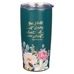 Be Still & Know Teal Floral Stainless Steel Tumbler - Psalm 46:10