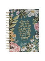 Love the Lord Teal Floral Spiral Journal - Matthew 22:37