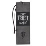 Trust in the Lord Gray & Black Faux Leather Bookmark - Proverbs 3:5