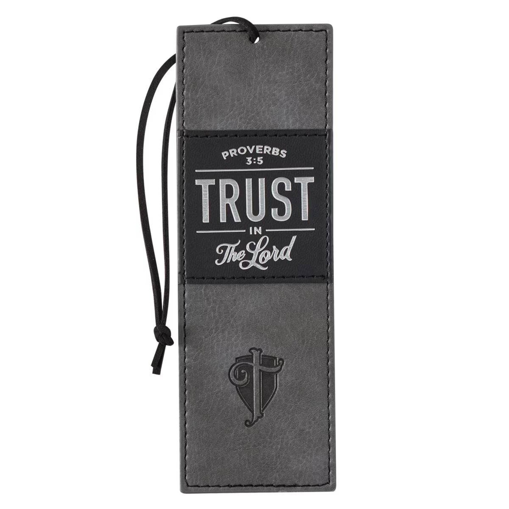 Trust in the Lord Gray & Black Faux Leather Bookmark - Proverbs 3:5