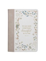 He Has Made Everything Beautiful Cream Floral Faux Leather Journal - Ecc. 3:11