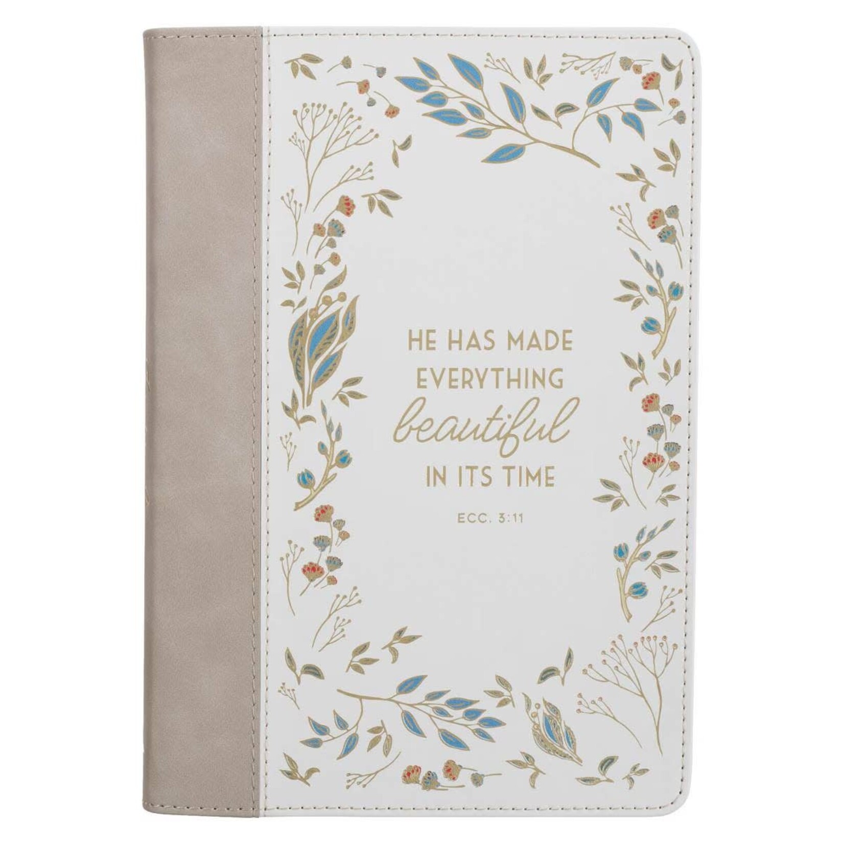 He Has Made Everything Beautiful Cream Floral Faux Leather Journal - Ecc. 3:11